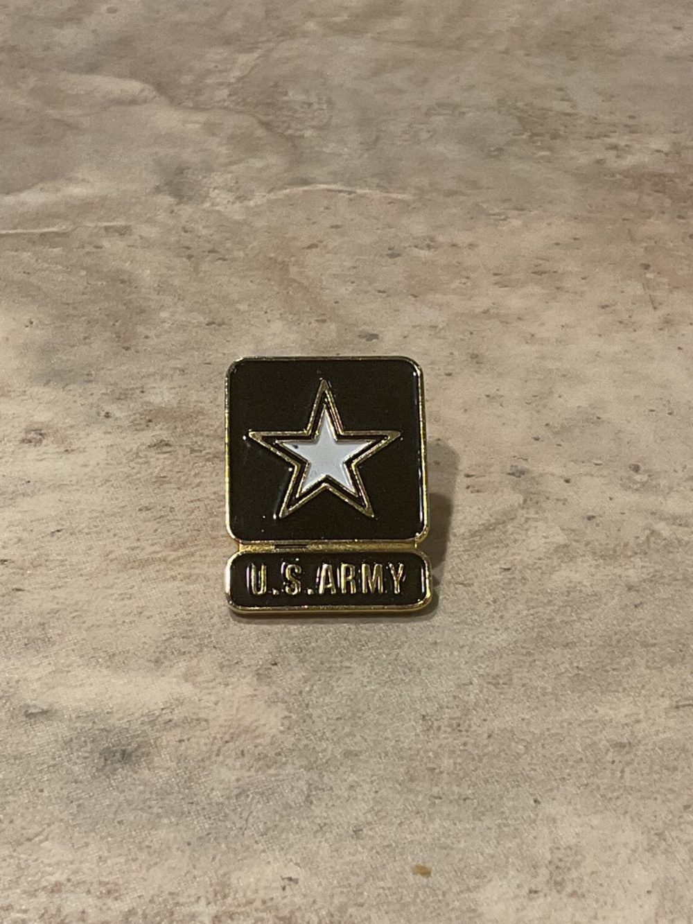 US Army Tac Pin Vintage Black Gold Enamel White Star 1”